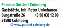 Anzeige Pension Gutshof Colmberg