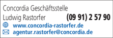 Anzeige Concordia Geschäftsstelle Ludwig Rastorfer e.K.