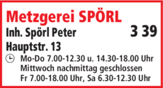Anzeige Metzgerei-Spörl
