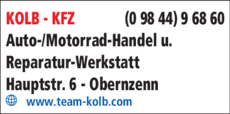 Anzeige KOLB - KFZ