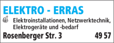 Anzeige ELEKTRO - ERRAS
