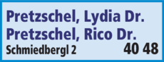 Anzeige Pretzschel Lydia Dr. u. Pretzschel Rico Dr.