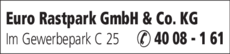 Anzeige Euro Rastpark GmbH & Co. KG