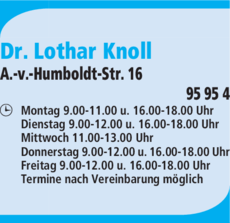 Anzeige Knoll Lothar Dr.
