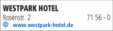 Anzeige WESTPARK HOTEL