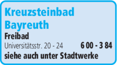 Anzeige Kreuzsteinbad Bayreuth