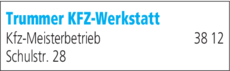 Anzeige Trummer KFZ-Werkstatt