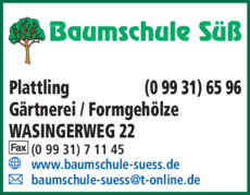 Anzeige BAUMSCHULE SÜSS