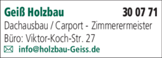 Anzeige HOLZBAU GEIß
