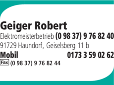 Anzeige Geiger Robert Elektroinstallationen