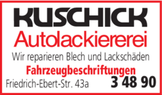 Anzeige Autolackiererei Kuschick