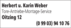 Anzeige Tore Weber