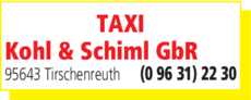 Anzeige Taxi Kohl & Schiml GbR