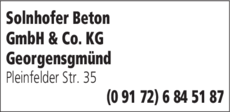 Anzeige Solnhofer Beton GmbH & Co. KG