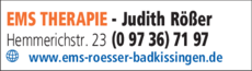 Anzeige EMS THERAPIE Rößer Judith