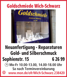 Anzeige Goldschmiede Wich-Schwarz