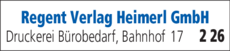 Anzeige Regent Verlag Heimerl GmbH