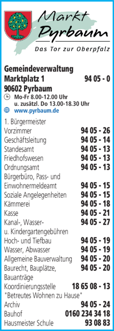 Anzeige Gemeindeverwaltung Pyrbaum