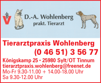 Anzeige Tierarzt prakt. Wohlenberg Dirk-A.