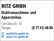 Anzeige RITZ GMBH Anzeige RITZ GMBH