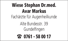 Anzeige Wiese Stephan Dr.med.
