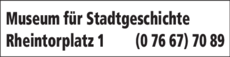 Anzeige Museum für Stadtgeschichte Anzeige Museum für Stadtgeschichte