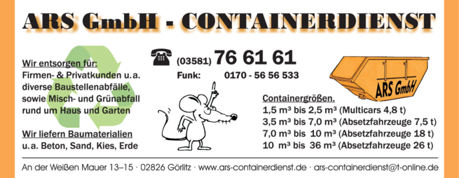 Anzeige Container ARS Anzeige Container ARS