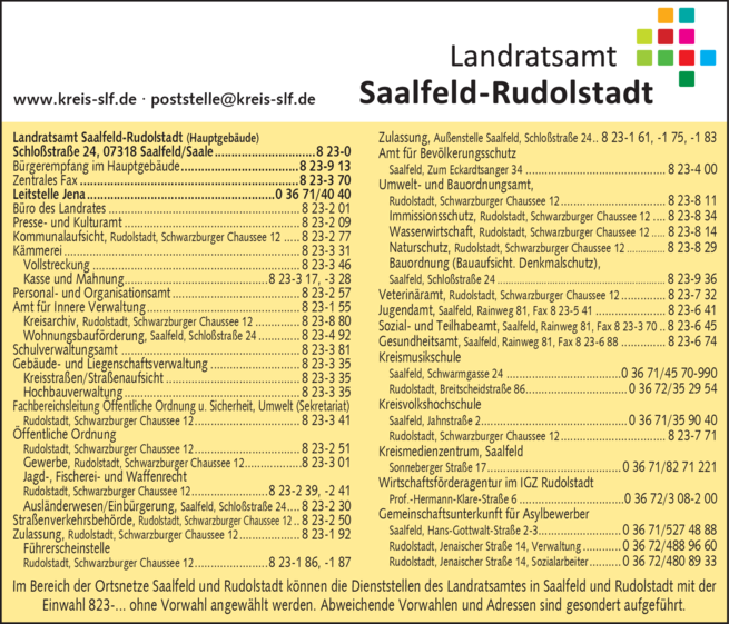 Anzeige Landratsamt Saalfeld-Rudolstadt