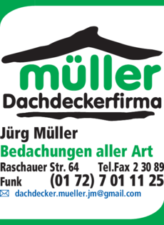 Anzeige Dachdeckerfirma Jürg Müller