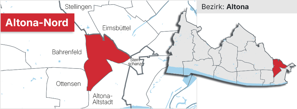 Stadtteil Altona-Nord Übersichtskarte