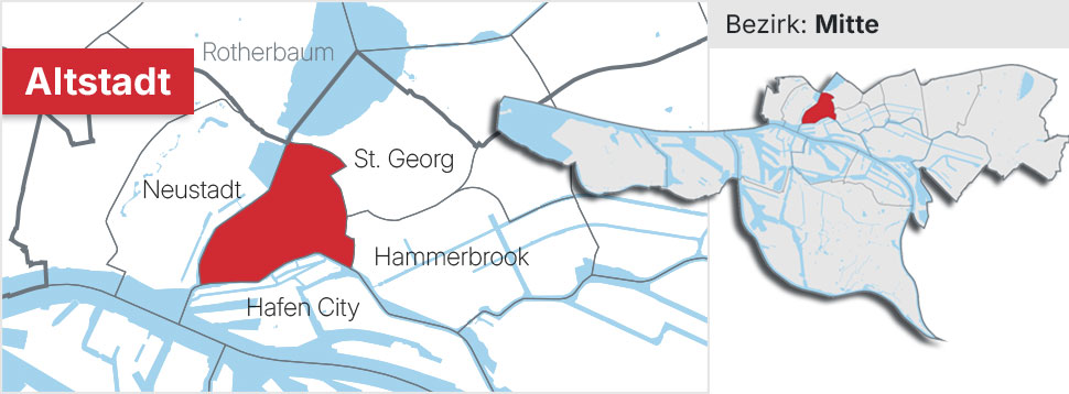 Stadtteil Hamburg Altstadt Übersichtskarte