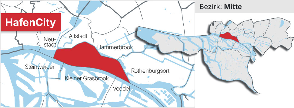 Stadtteil HafenCity Übersichtskarte