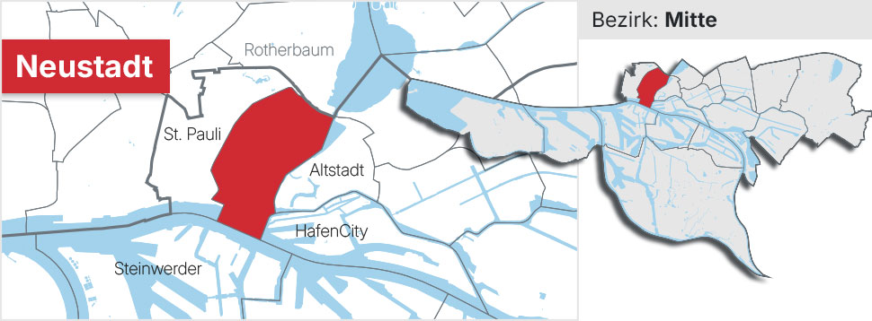 Stadtteil Hamburg Neustadt Übersichtskarte