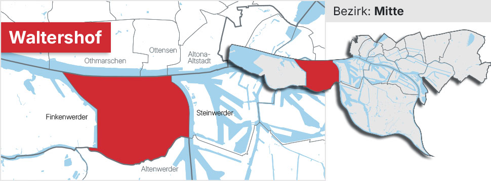 Stadtteil Waltershof Übersichtskarte
