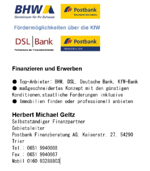 Geltz Herbert Gebietsleiter Der Postbank Finanzberatung Ag Trier Innenstadt Offnungszeiten Adresse Telefon