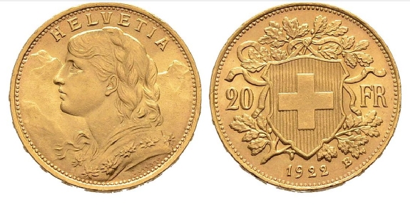 Schweiz 20 Franken Gold