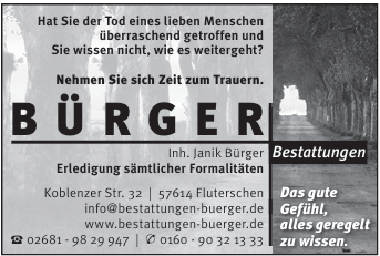Kundenlogo von Bestattungen Bürger, Inhaber Janik Bürger